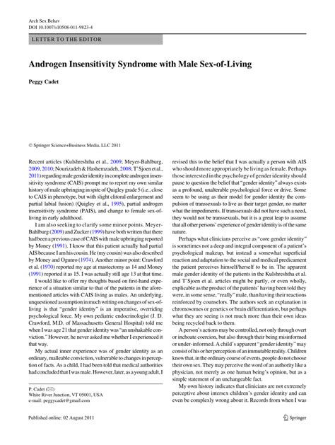 Pdf Androgen Insensitivity Syndrome With Male Sex Of Living