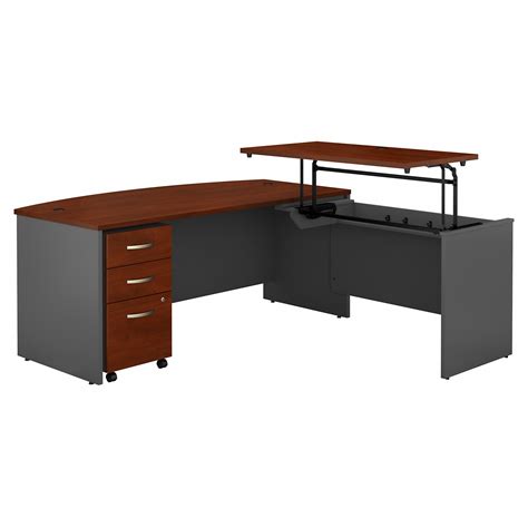 Bush Business Furniture Series C 72w X 36d 3 Position Bow Front Sit To Stand L Shaped Desk With