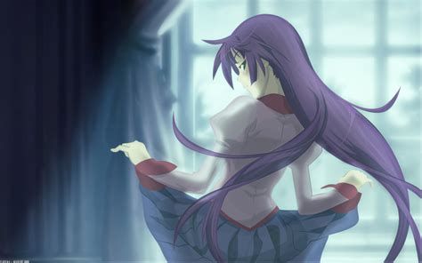 Purple Hair Long Hair Women Indoors Anime Girls Monogatari Series