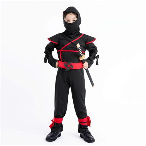 Children Classic Black Ninja Cosplay Costume Halloween Party Warrior