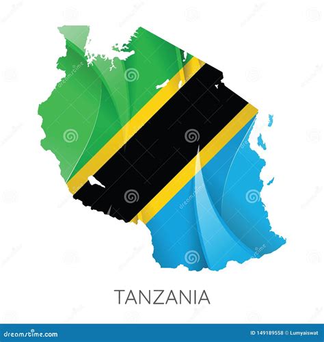 Mapa De Tanzania Con La Bandera Nacional Ilustracin Del Vector