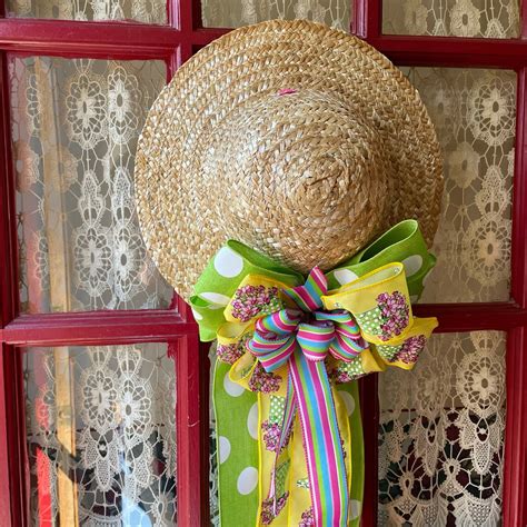 Easter Straw Hat Decorspring Door Decorationt Idea For Etsy