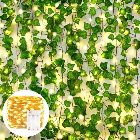 Buy Aior 12 Strands Fake Ivy Vines With 100 Leds String Lights 65 Ft