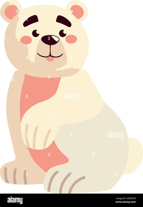 Cute Polar Bear Sitting Cartoon Icon Isolated Design Vector