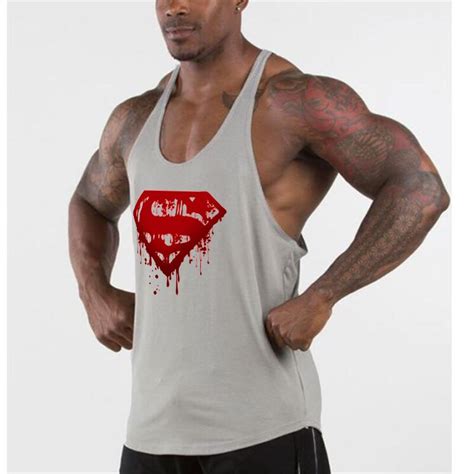 Aliexpress Com Buy Fitness Superman Y Back Tank Top Men Bodybuilding