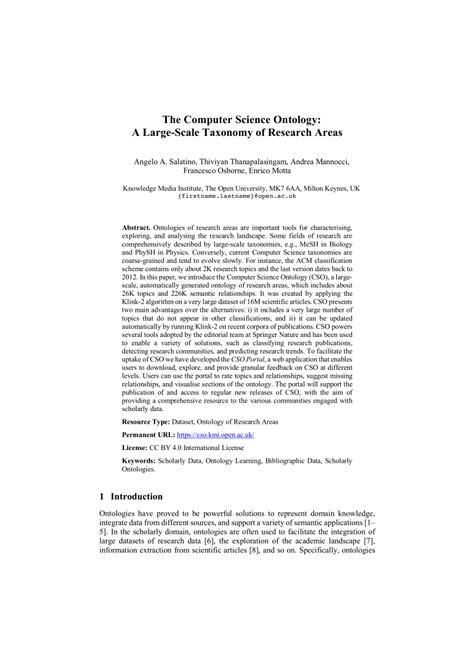 Including formal names, definitions and attributes of entities within a domain. (PDF) The Computer Science Ontology: A Large-Scale ...