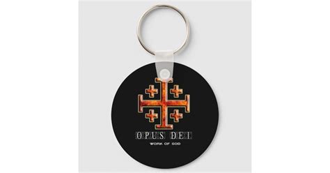 Ver 3 Jerusalem Cross Opus Dei Black Back Key Ring Zazzle