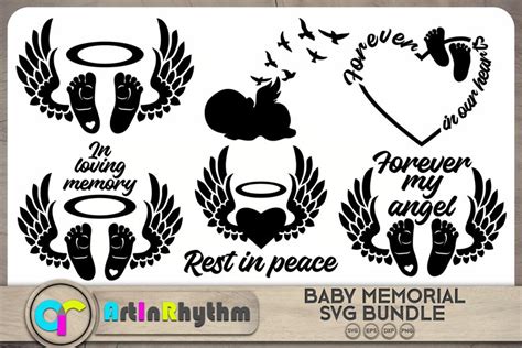 Baby Memorial Svg Bundle Baby Feet And Wings 6 Designs