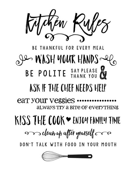 printable kitchen rules don t forget to follow us on facebook pinterest twitter and instagra