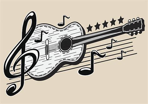 Notes On Acoustic Guitar Illustrations Royalty Free Vector Graphics