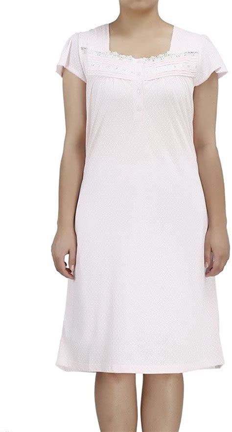 Ezi Women S Short Sleeve Cotton Rich Lingerie Nightgown