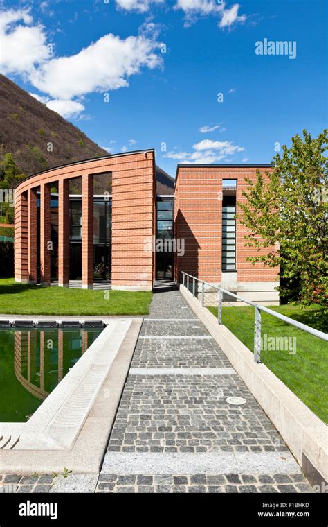 Modern Bricks House Surrounded By Nature Stock Photo Alamy