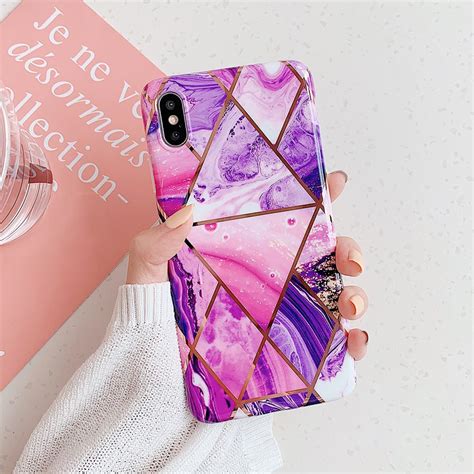Free Shipping Geometric Marble Texture Phone Cases For Iphone Xr Xs Max