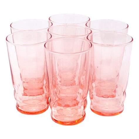 Vintage Depression Glass Pink Cocktail Tumbler Glasses The Hour Shop