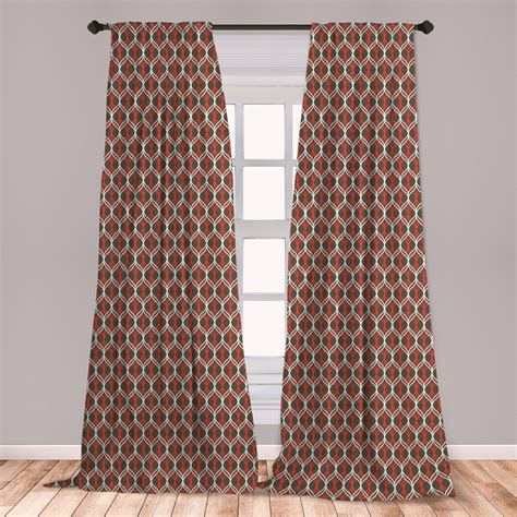 Retro Curtains 2 Panels Set Vertical Tangled Wavy Stripes Curves In