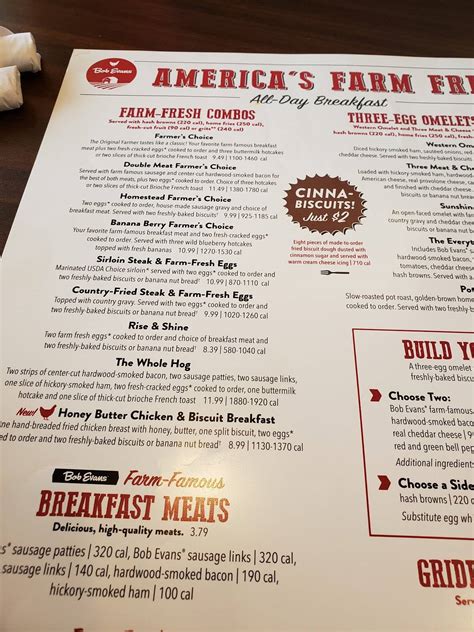 Menu at Bob Evans restaurant, Massillon