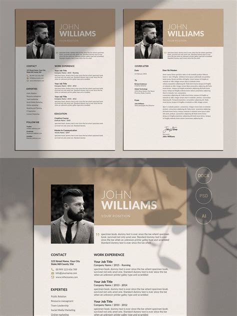 A Clean And Modern Resume Template With An Elegant Cover Letter Two