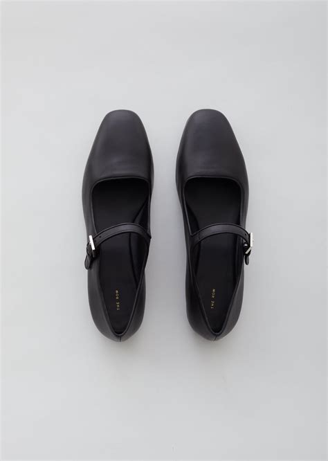 The Row Leather Ava Mary Jane Flats In Black Lyst