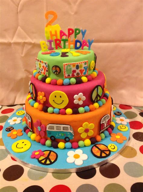 Hippyflower Power Peace Birthday Cake Owl Cake Birthday Hippie