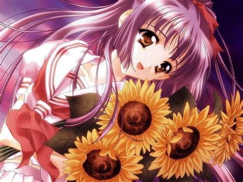1920x1080px 1080p Free Download Anime Girl With Sunflowers Young