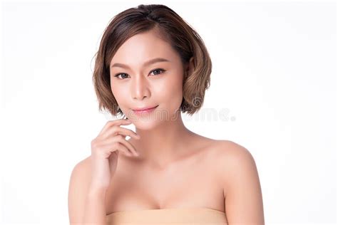 beauty face smiling asian woman touching healthy skin portrait stock image image of happy