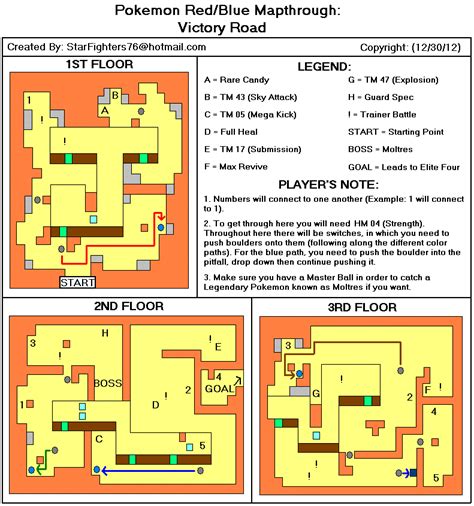 Pokémon Red Blue Victory Road Map  Starfighters76 Neoseeker