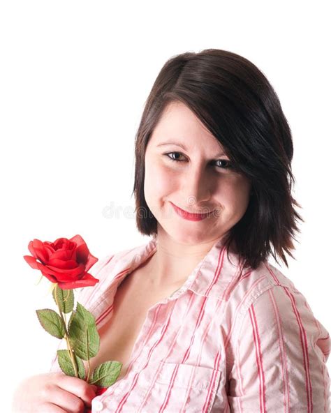 Girl With Red Rose Stock Image Image Of Young Glamour 13856369