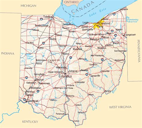 Ohio Mapohio State Mapnorth Southcleveland Cincinnati Akron Usa