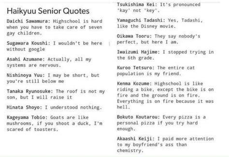 This book will be filled with different quotes from various anime shows. Pin by Mattie Williams on Haikyuu | Haikyuu, Senior quotes ...