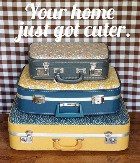 Fabric Covered Suitcases Vintage Suitcases Vintage Luggage Diy