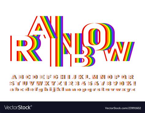 Bright And Colorful Font In Rainbow Colors Vector Image