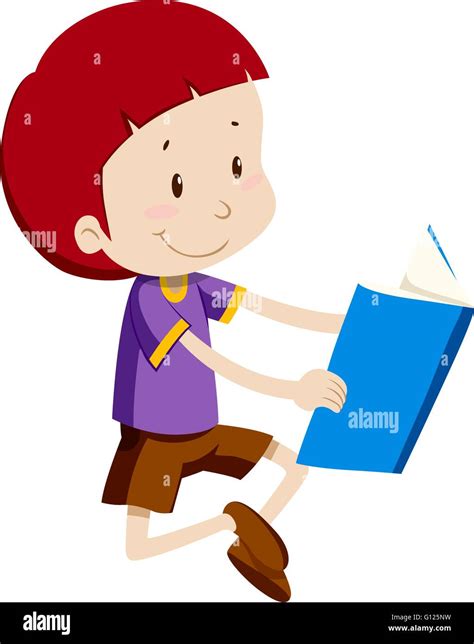 Boy Reading A Book Alone Illustration Stock Vector Image And Art Alamy