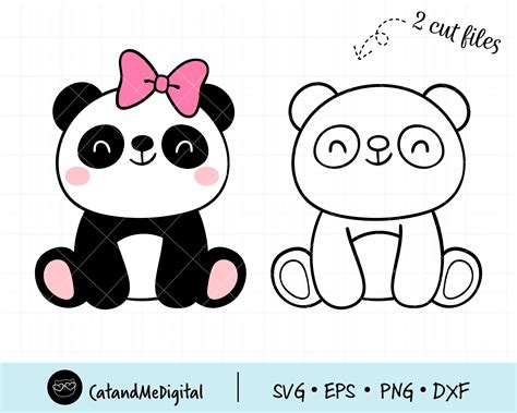 Baby Panda Svg Panda Girl Svg Panda Clipart Panda With Bow Etsy