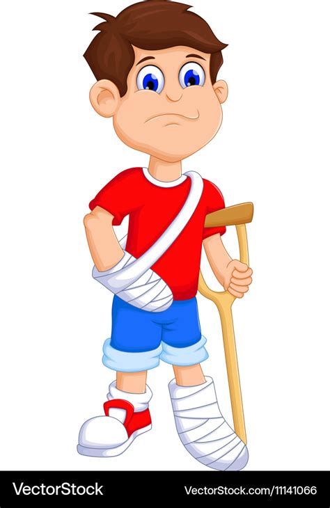 Boy Cartoon Broken Arm And Leg Royalty Free Vector Image