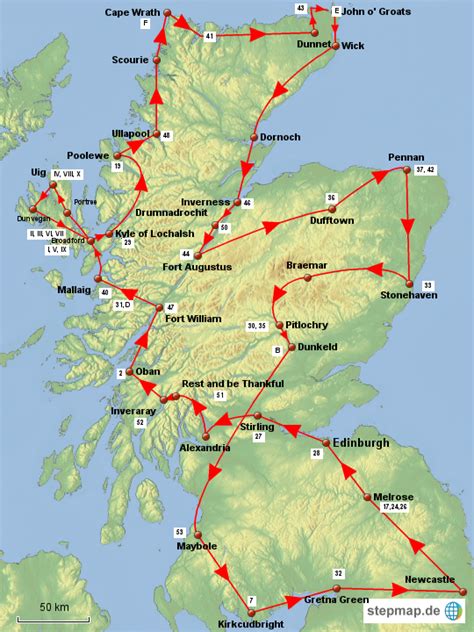 Bekannt ist es unter anderem wegen der weltberühmten single malt whiskys, des legendären ungeheuers von loch ness, des kilts und der faszinierenden landschaft der. StepMap - V3 Schottland WoMo Tour 2015 inkl ...