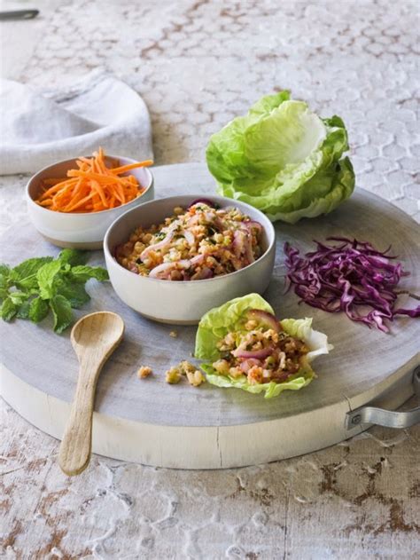 This definitely isn't a traditional thai dish. Spicy Shrimp Salad Rolls - Hundred Recipes