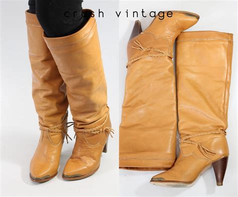 80s Deadstock Zodiac Boots 65 1980s Caramel Braided Leather