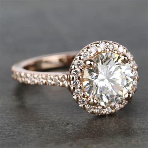 2mm comfort fit wedding ring. Custom Rose Gold Diamond Eternity Halo Engagement Ring