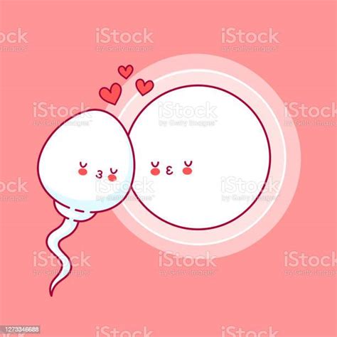 Cute Happy Funny Sperm Cell Kiss Ovum Stock Illustration Download