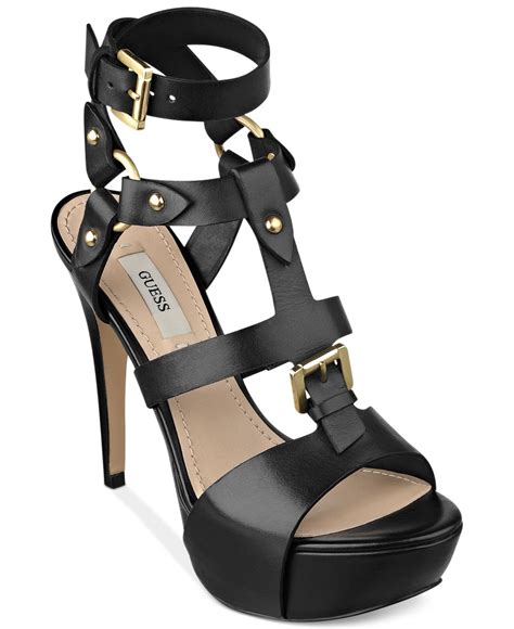 Guess Womens Ormandi Caged Platform Sandals In Black Lyst