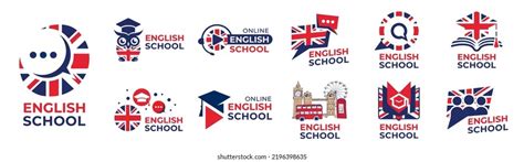 Vector Logo English Language School Webinar Stock Vector Royalty Free