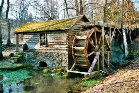 Log Cabin Water Wheel Water Mill Old Grist Mill