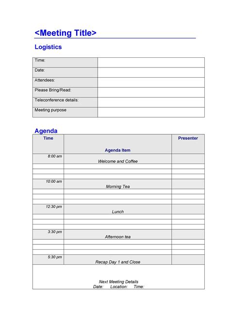 One On One Meeting Agenda Template Sample Professional Template