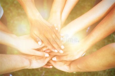 Human Hands Stacked Upon One Another Stock Image Image Of Friendship