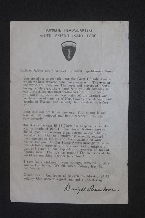 Original Us Ww2 D Day Eisenhower Letter To Troops 1 Butlers Military