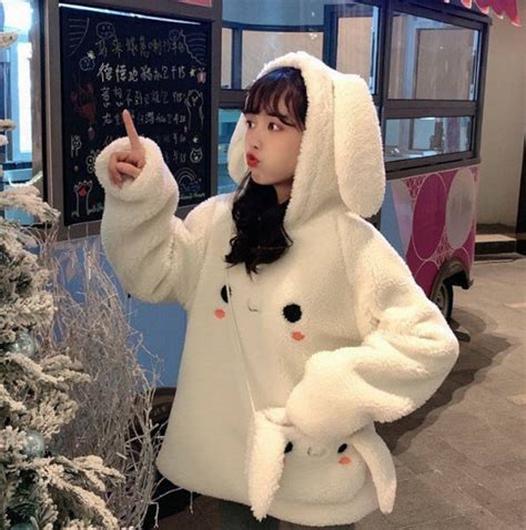 Kawaii Hoodie Cute Oversized Bunny Hooded Sweatshirt Etsy