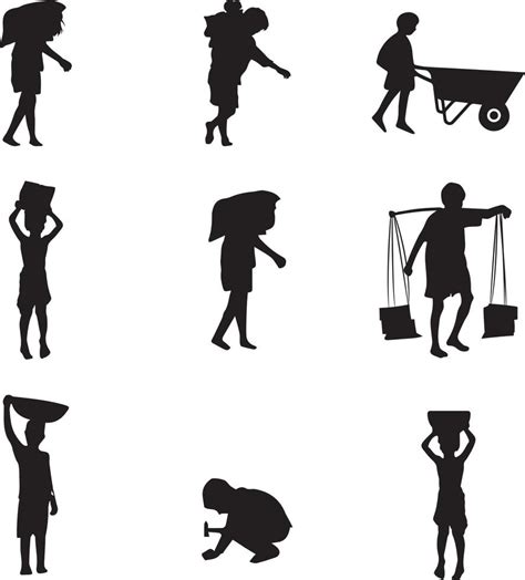 Child Labor Silhouette Collection Of Workers Or Labor Silhouette In