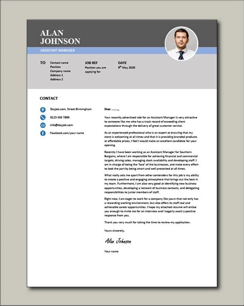 Cover Letter Example For Assistant Manager