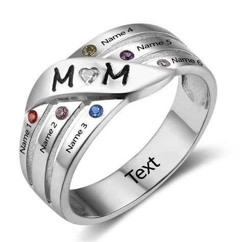 Birthstone Rings Mothers Rings Sterling Silver Personalized