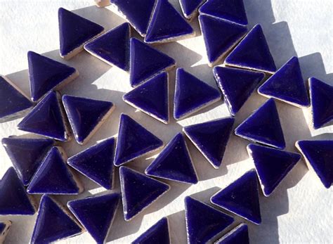 Dark Blue Mini Triangles 50g Ceramic Tiles 15mm In Indigo